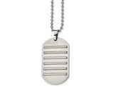 Mens Stainless Steel Brushed Dog Tag Pendant Necklace with Chain